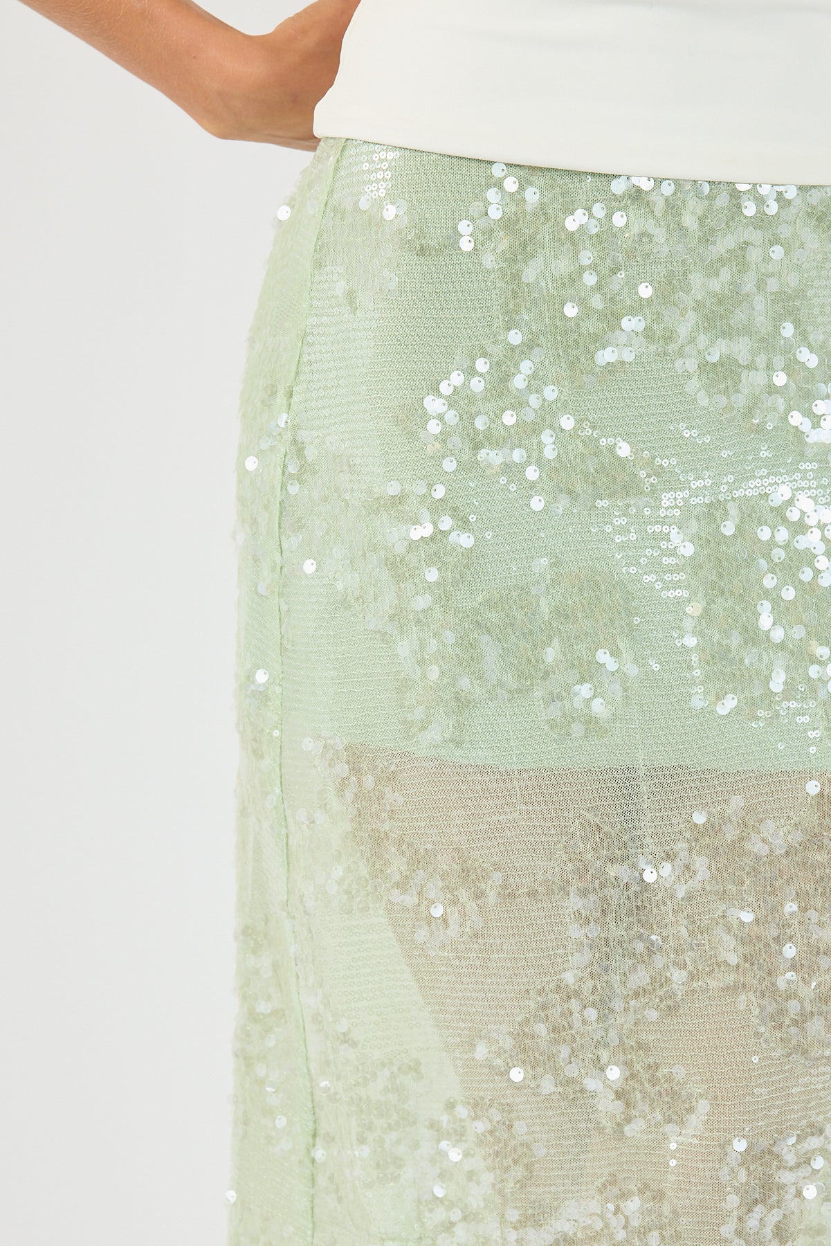 Perfect Stranger Zelie Sequin Midi Skirt Mint - Image 8