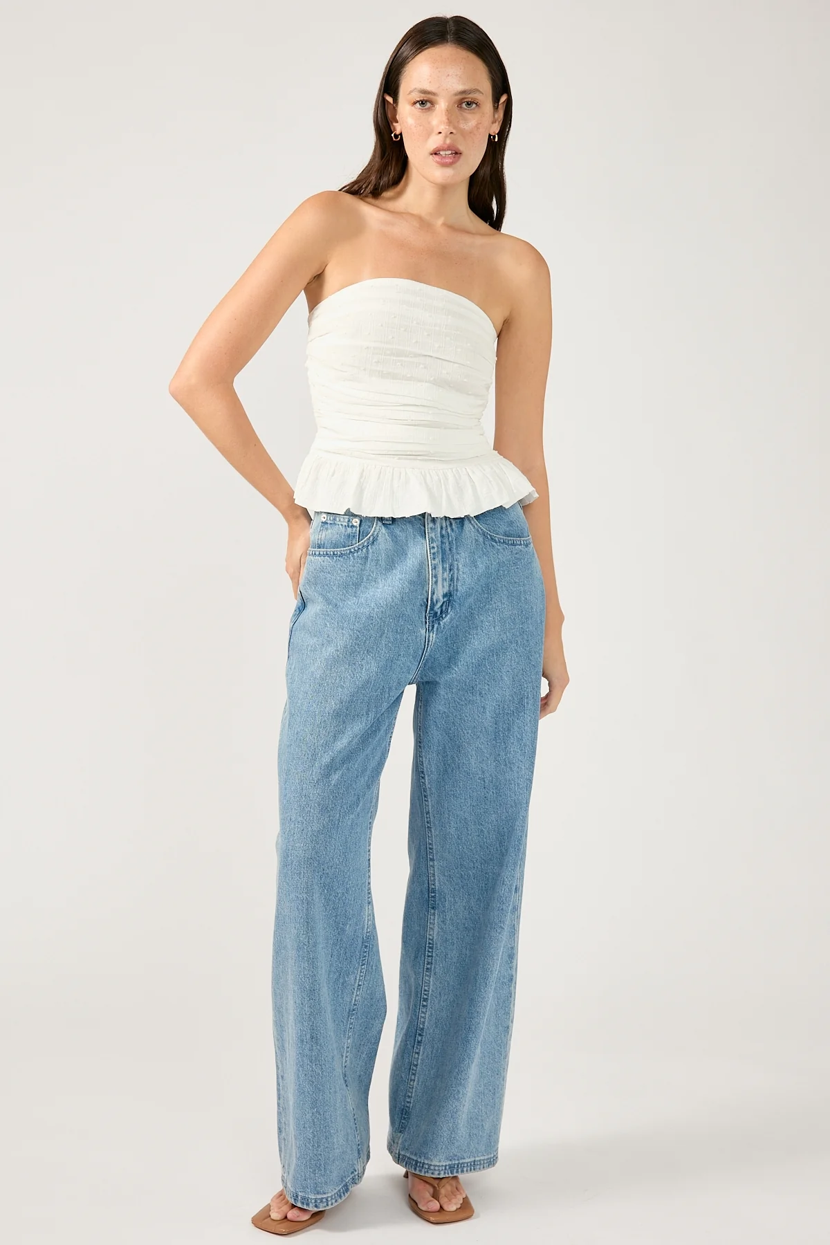Perfect Stranger Zemi Gathered Strapless Top White