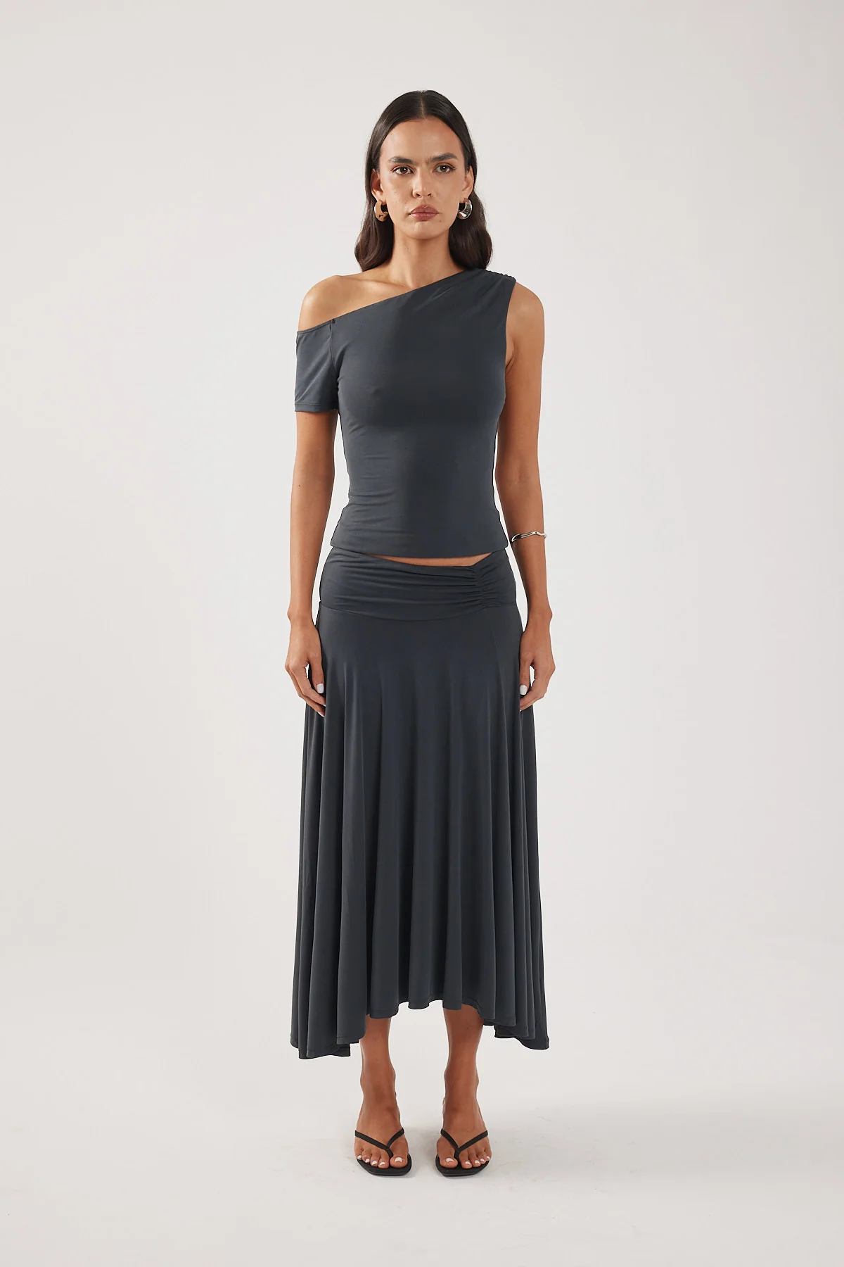 Perfect Stranger Zia One Shoulder Top Charcoal - Image 3