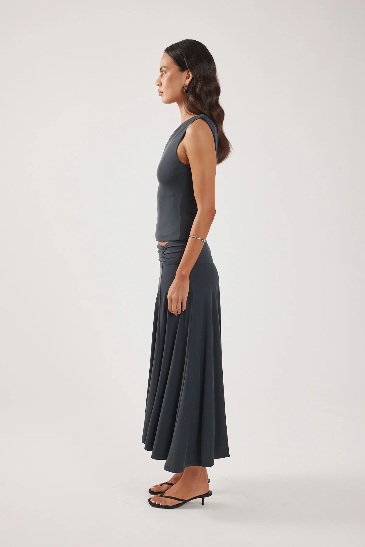 Perfect Stranger Zia One Shoulder Top Charcoal - Image 4