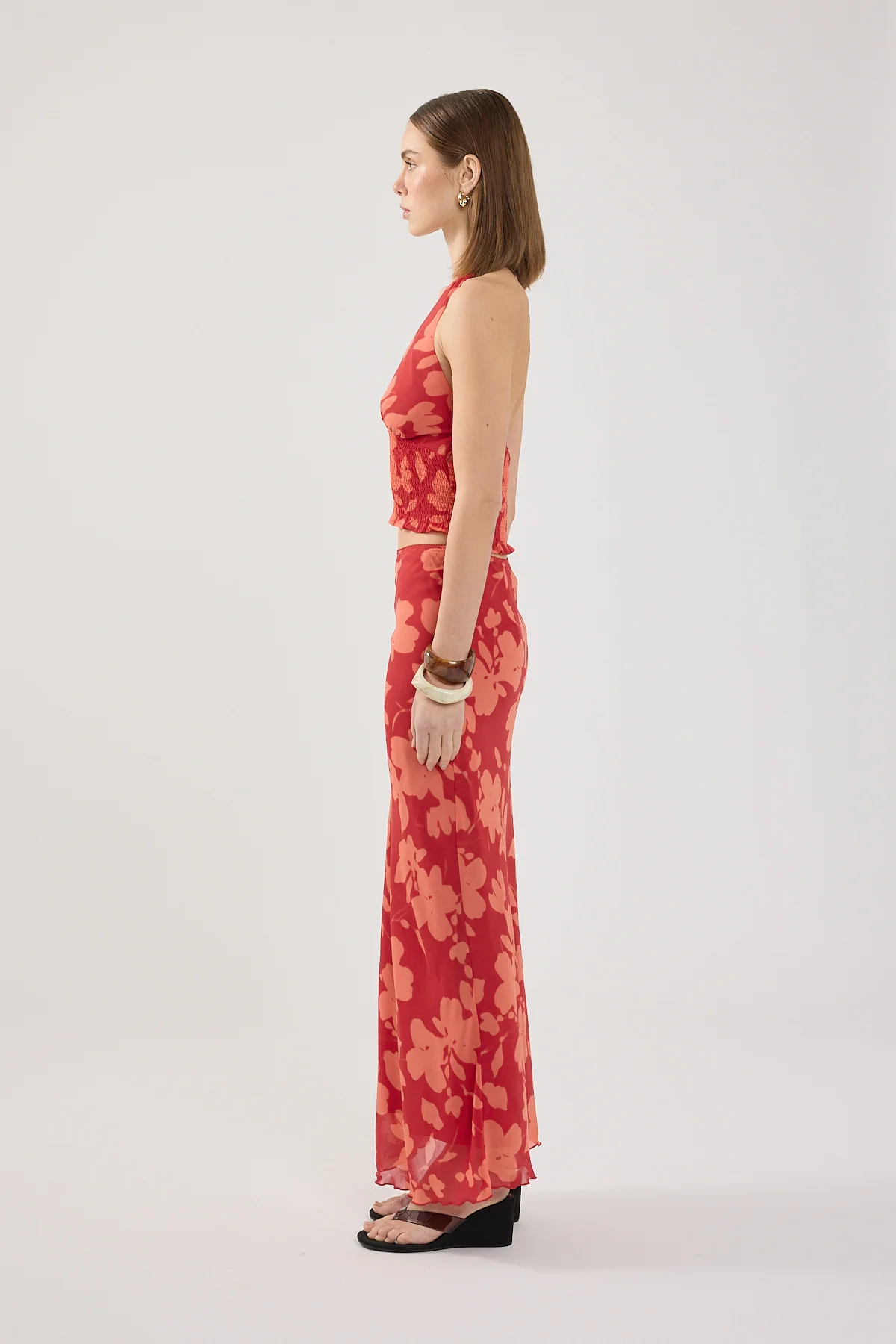 Perfect Stranger Zinna Halter Top Red Print - Image 4