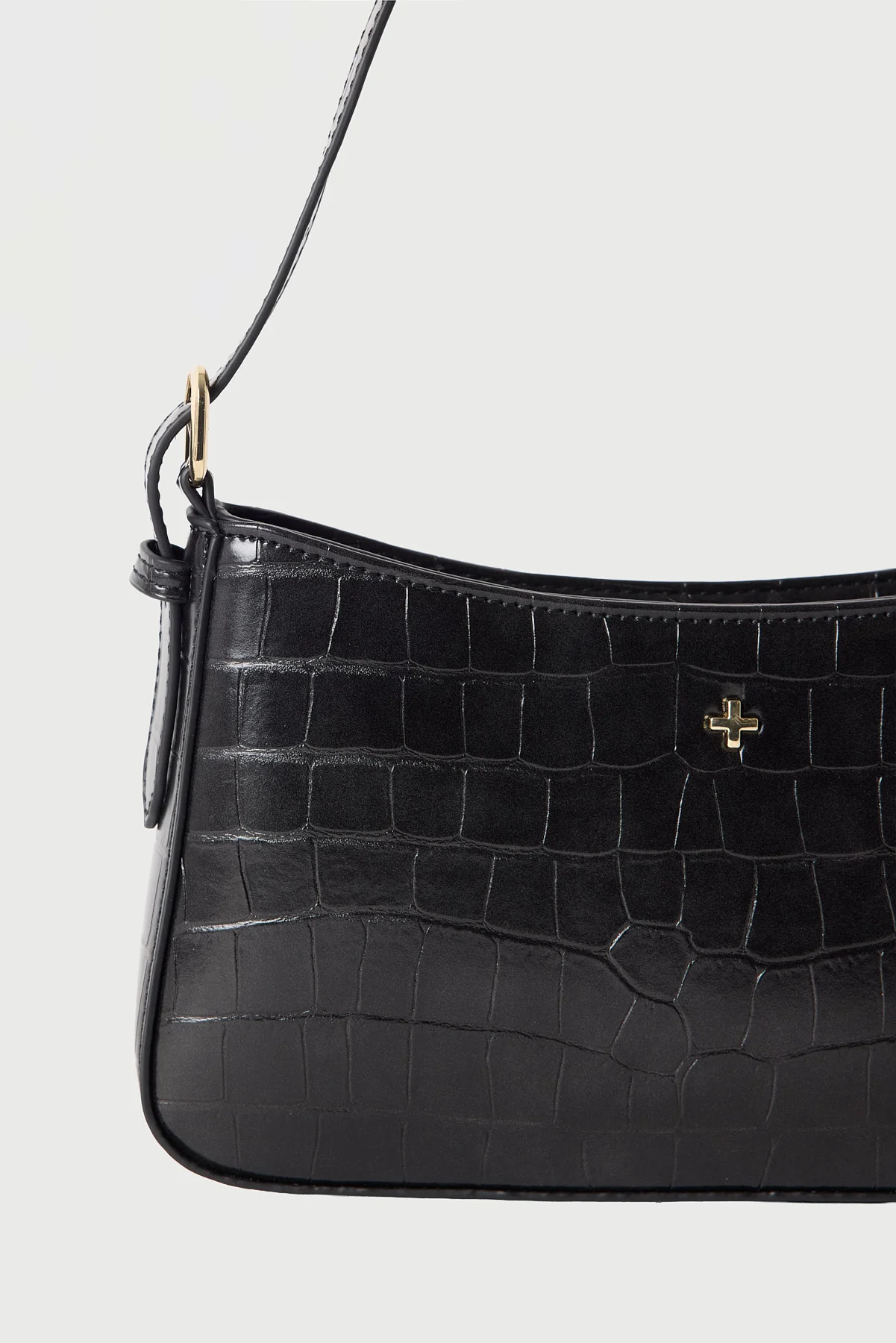Peta + Jain Lilu Croc Shoulder Bag Black - Image 2