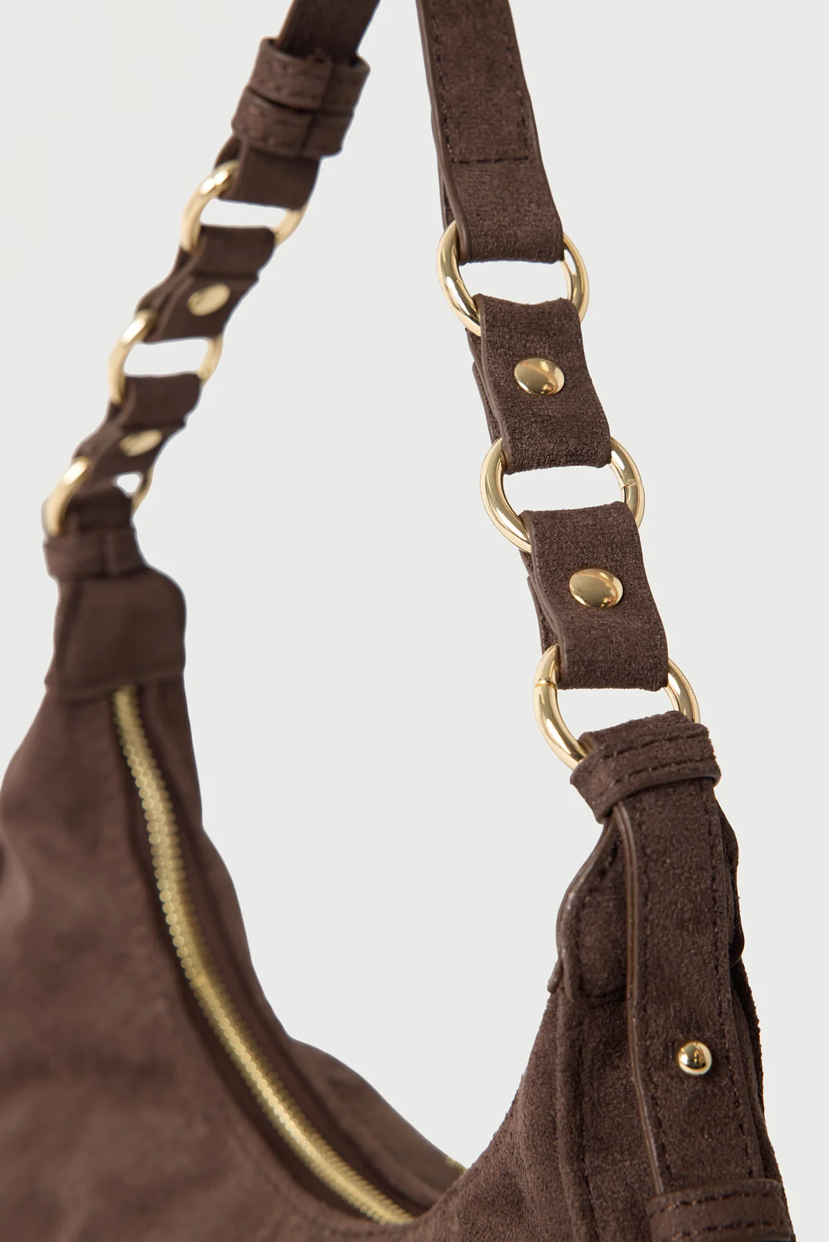 Peta + Jain Mamba Multi Ring Shoulder Bag CHOC SUEDE - Image 5