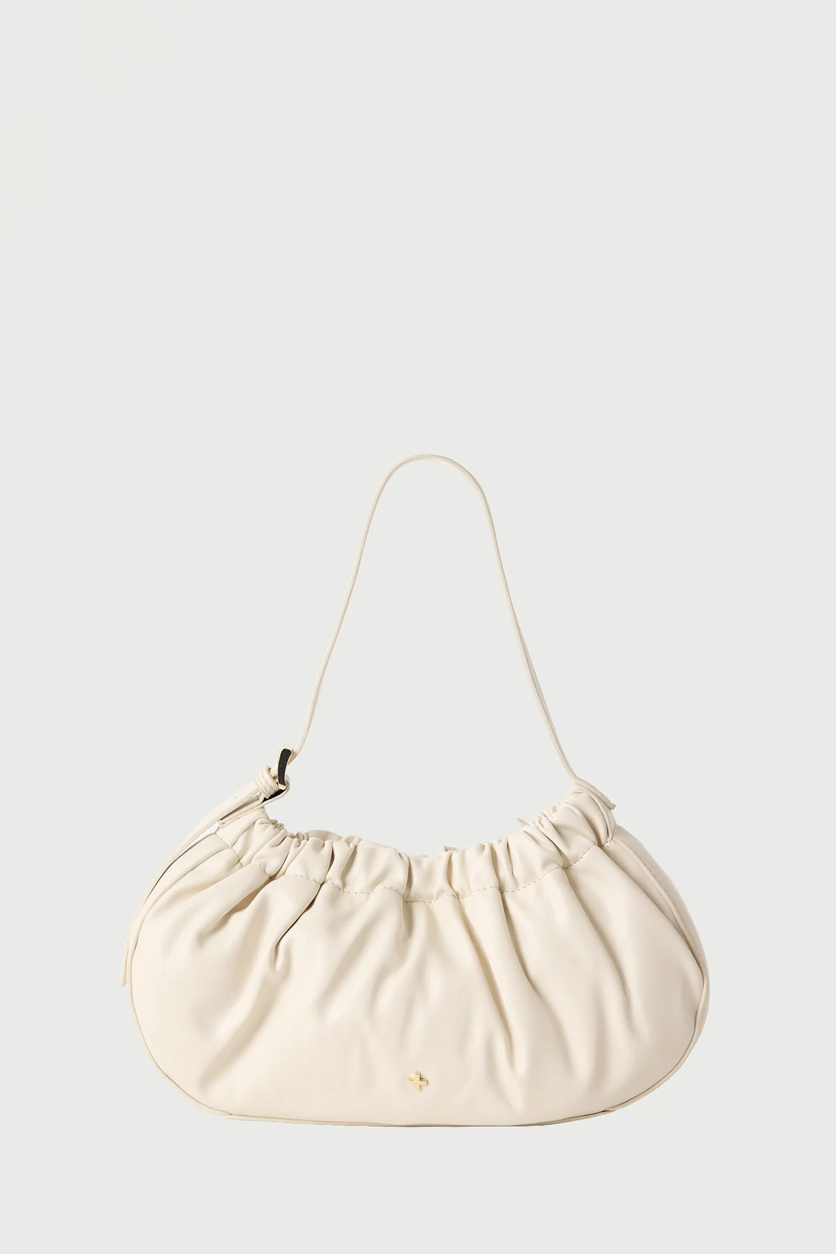 Peta + Jain Wrinkle Small Gathered Shoulder Bag IVORY PU